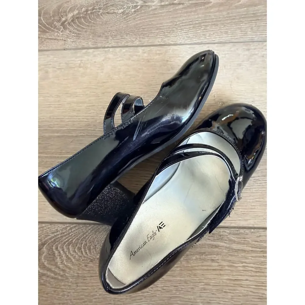 American Eagle Girls' Ari Black Patent Mary Jane Shoes